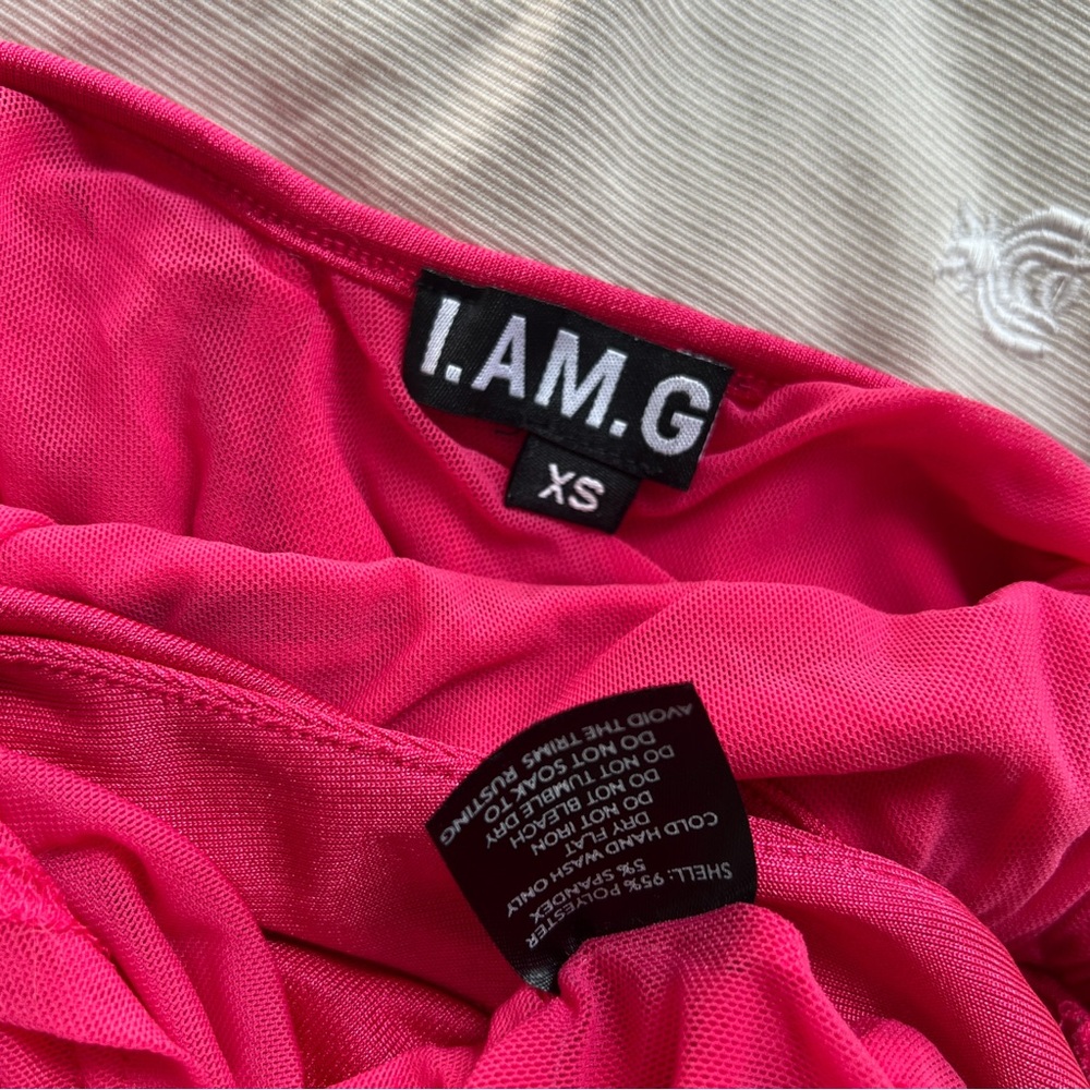 I.AM.GIA Hot Pink Mini Dress with Silver Ring and Pearl Trim -XS - Picture 5 of 5